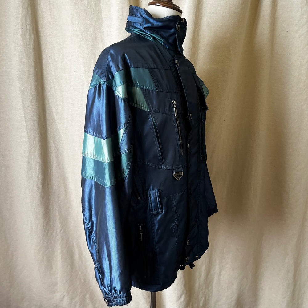 Vintage 1990s Spyder Ski Jacket Blue Teal Colorblock Men's XL Thinsulate - Picture 3 of 12